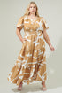 Hazel Abstract Palmer Poplin Tiered Maxi Dress Curve